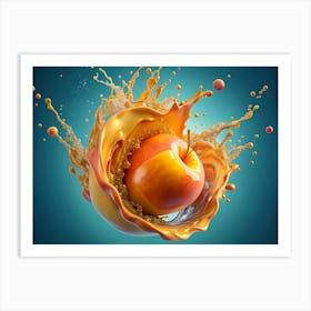 Red Apple Splatted With Orange Juice Art Print