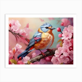 Bird In Cherry Blossoms 4 Art Print
