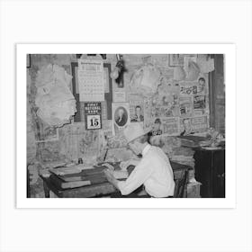 Small Grocery Store Owner Surrounded By Bills, San Augustine, Texas By Russell Lee Art Print