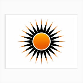 Orange Sun With Black Rays Art Print