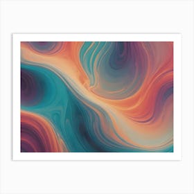 Abstract Digital Art With Fluid, Flowing Lines In Shades Of Purple, Orange, Teal, And Blue, Creating A Dynamic And Layered Effect Art Print