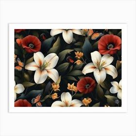 Lilies And Poppies Poster