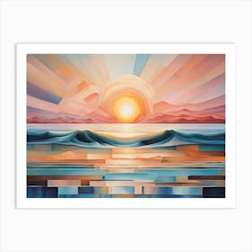 Sunset Over The Ocean Art Print