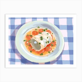 A Plate Of Canelloni, Top View Food Illustration, Landscape 4 Art Print