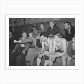 High School Coach Giving Last Minute Instructions To Substitute Who Is Going Into The Game, Basketball Game Art Print