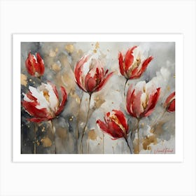 Red And White Parrot Tulips Flowers Pt. 2 Art Print