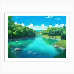 Sakura River Art Print