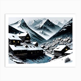 Village In Winter Art Print