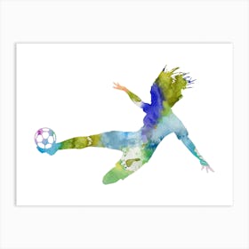 Girl Soccer Watercolor Art Print