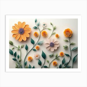 3d Paper Flowers 7 Art Print