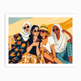 Muslim Women In The Desert Art Print