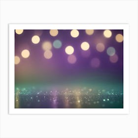 A Blurred Background Of Colorful Bokeh Lights On A Dark Purple Surface Art Print