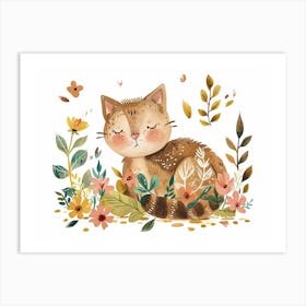 Little Floral Bobcat 2 Art Print