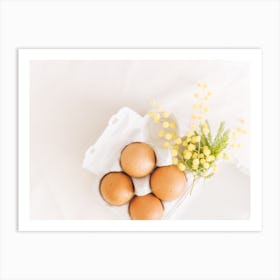 Fresh Eggs And Yellow Flowers Art Print