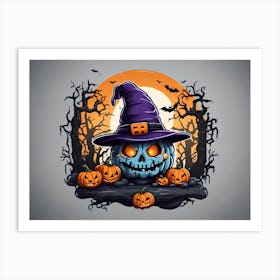 Halloween Pumpkin Hat Art Print