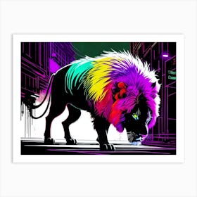 Neon Lion 6 Art Print