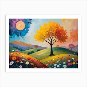 Tree In The Field Art Print