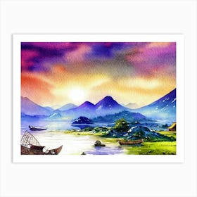 Evening Harmony By The Lake Art Print