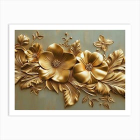 Gold Flowers 44 Art Print