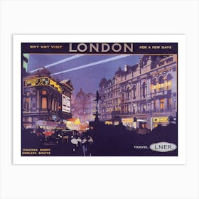 London At Night Vintage Travel Poster Art Print