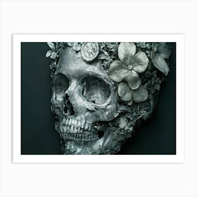 Skull With Flowers 2 Art Print