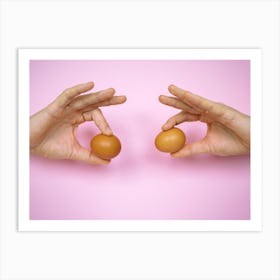 Two Hands Holding Two Eggs 1 Art Print