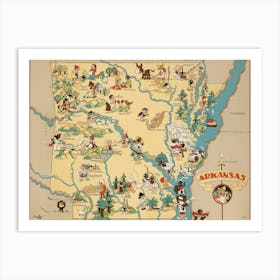 Vintage Arkansas pictorial map Art Print