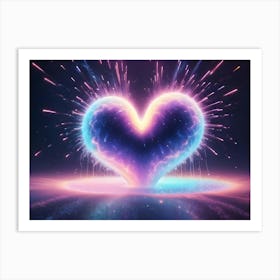 Abstract Image Of A Glowing Heart Shape With Colorful Light Trails Radiating Outwards, Symbolizing Love, Energy, And Passion Art Print