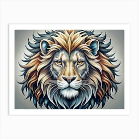 Lion Head With Detailed Mane Art Print