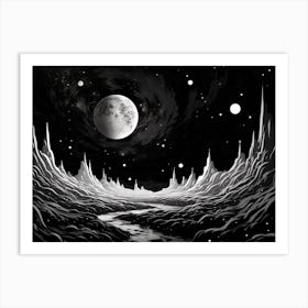 Space Abstract Black And White 8 Art Print