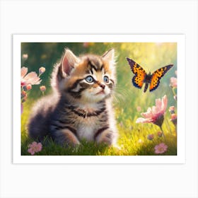 The Kitten & The Butterfly Art Print