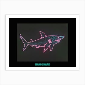 Neon Red Mako Shark 4 Poster Art Print