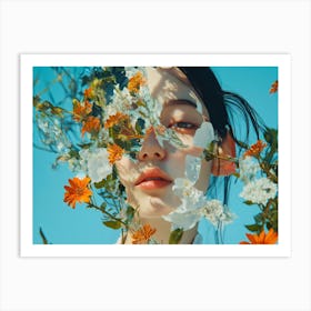 Asian Girl With Flowers 1 Art Print