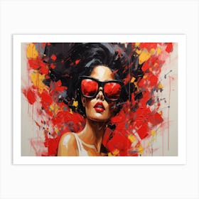 Lady In Red Sunglasses Art Print