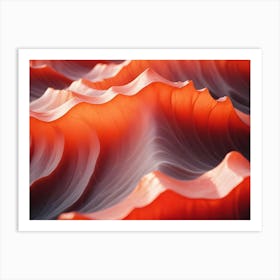 Abstract Image Of A Flowing, Organic Surface Resembling Waves Or Sand Dunes In Warm, Orange Hues Art Print