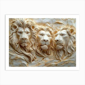 A Captivating 3d Art Featuring Stunning Crafted Lions Art Print