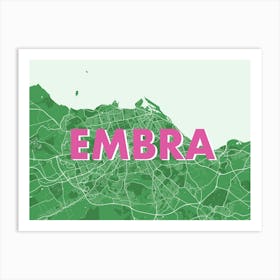 Embra Edinburgh Green Map Art Print