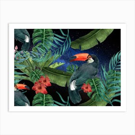 Tropical Synthwave Space Garden #13: Toucan Art Print