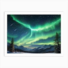 Northern lights in the snow Art Print