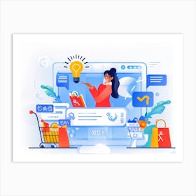 An Intricate Digital Rendering Of A Lively E Commerce Interface Design With Features Like A Shoppin (6) Art Print