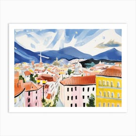 Bolzano Italy Cute Watercolour Illustration 1 Art Print