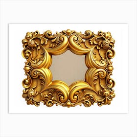 Golden Square Frame With Intricate Details Art Print