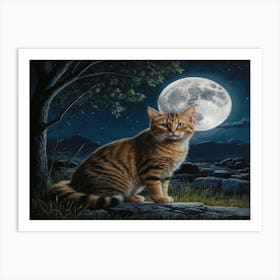 Cat In The Moonlight 9 Art Print