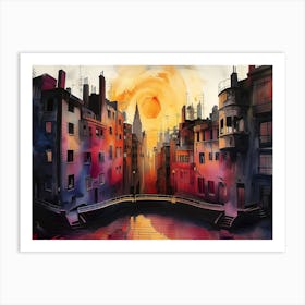 Sunset In Venice Art Print