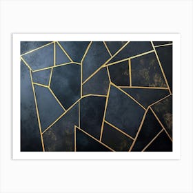 Gold And Black Geometric Pattern Art Print