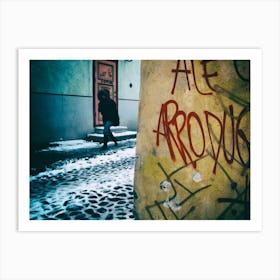 Graffiti & Figure Winter In Tallinn Art Print