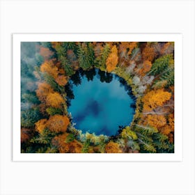 Aerial View Of A Lake In Autumn 1 Art Print