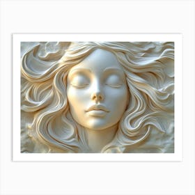 3d Relief Of Serene Woman S Face Art Art Print