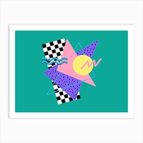 Memphis Patter Checkered Retro 80s Art Art Print