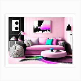 Pink Living Room Art Print